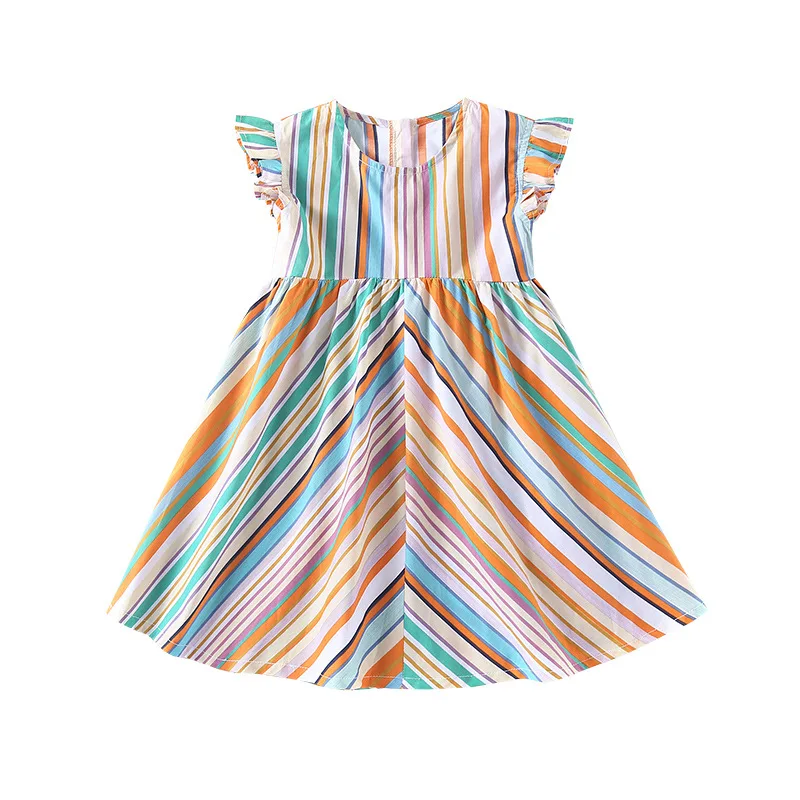

rainbow chiffon dress age for 3 - 12 yrs little girls colorful dress 2019 new summer striped sleeveless baby girls vest frocks