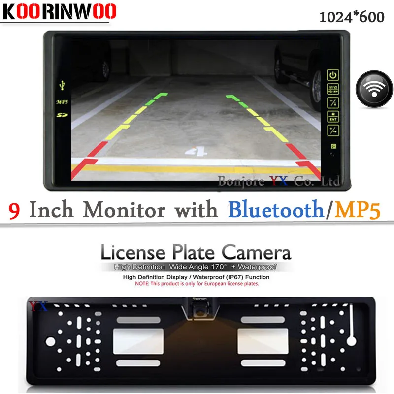 Original Koorinwoo cámara de visión trasera inalámbrica para coche HD Monitor de coche Bluetooth MP