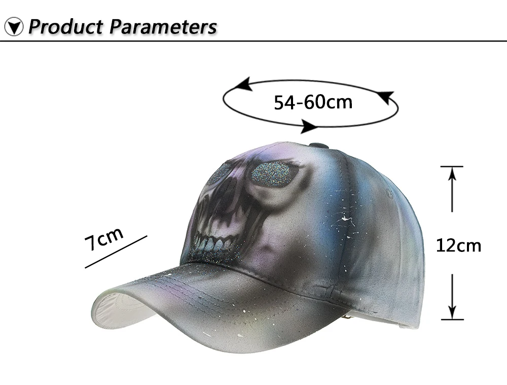 JOYMAY Новая мужская и женская бейсболка с рисунком черепа Регулируемая Кепка Повседневная бейсболка шапка B564