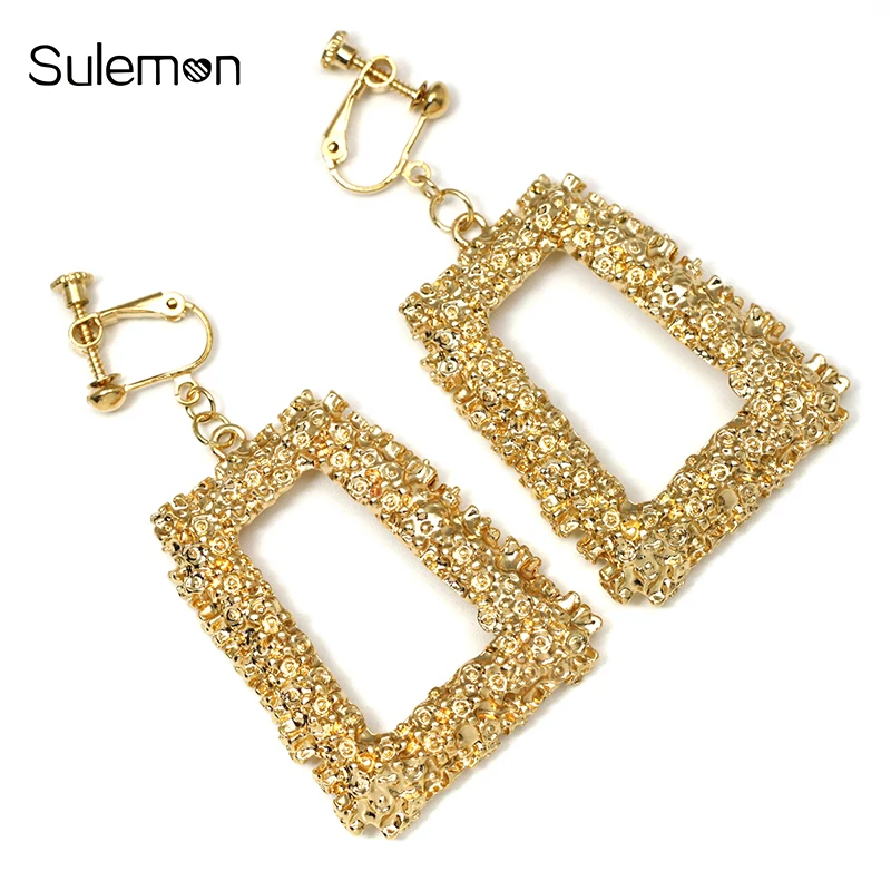 

Fashion Geometric metal Clip Earrings No Pierced Ear Clip Minimalist Trapezoid Earring Without Piercing 2019 Women Jewelry CE287