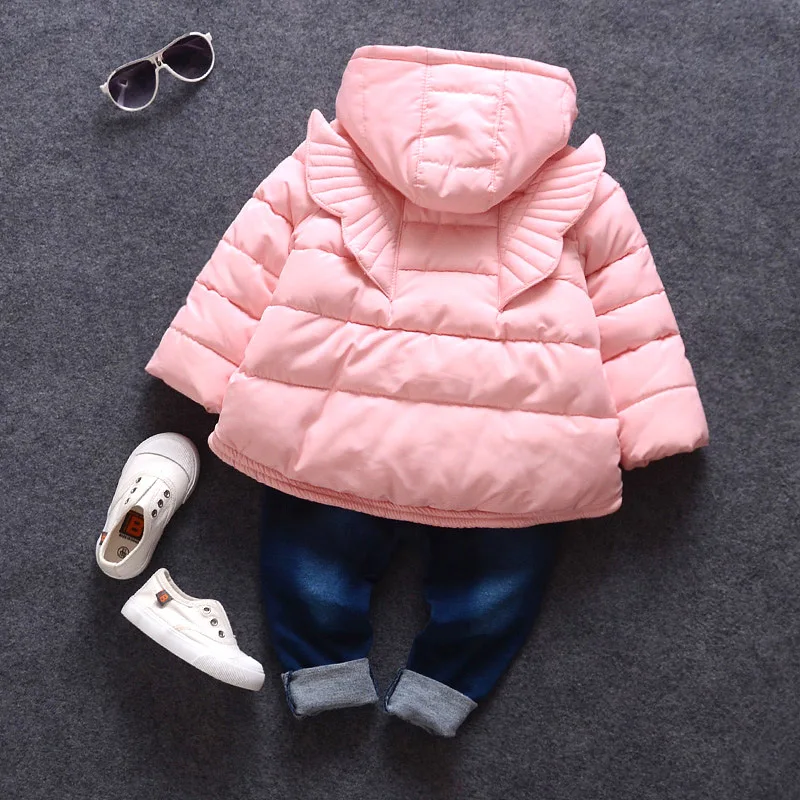 

Kids girls winter cotton padded female baby girl cartoon wings thick cotton padded jacket
