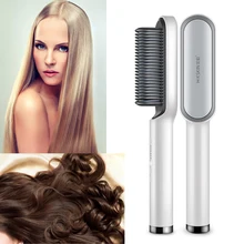 Профессиональные керамические турмалиновые расчески выпрямитель для распутывания вьющихся волос электрическая расческа для выпрямления Ионная Щетка гладкая