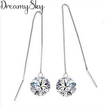 Модные длинные серьги из стерлингового серебра 925 пробы с цирконием для женщин и девочек Женская бижутерия в подарок Эффектные серьги ювелирное изделие plata Brincos