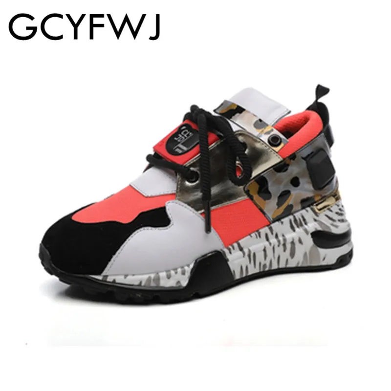 

GCYFWJ Hot Sale Mixed Colors Leopard Mesh Sneakers Shoes Genuine Leather Lace-Up Four Seasons Women's Shoes Running Shoes New