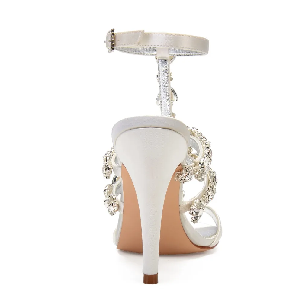 Пикантные Сатиновые вечерние модельные сандалии с ремешком на щиколотке, украшенные кристаллами; свадебные туфли на высоком каблуке для выпускного вечера; Летние блестящие туфли