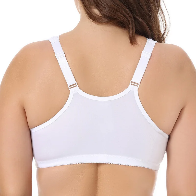 Women's Front Buckle Sports Bras Breathable Solid Color Floral Lace Camisole Strap Bra Plus Size Wirefree Workout Fitness Bras5