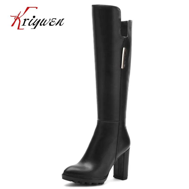 

Winter 2017 new top quality women Knee-High boots thick high heels mujer Botas shoes fashion Knight boots sexy fashion shoes