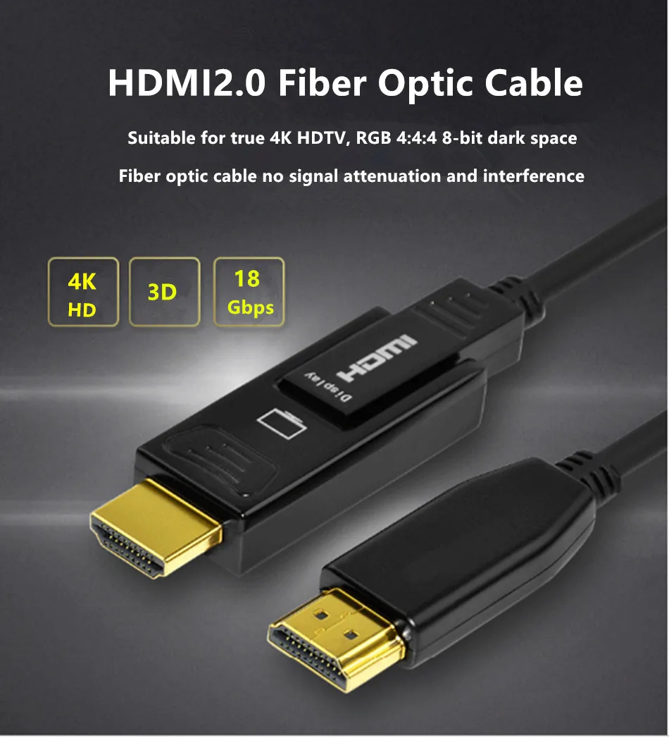 Микро HDMI оптический кабель 4K 60Hz HDMI кабель 2,0 папа-папа HD кабель 18 Гбит/с для HD tv Box HDR компьютерный проектор черный