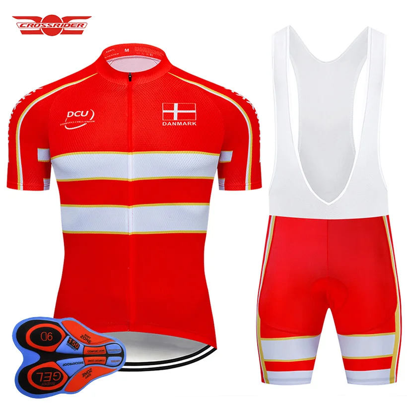 

2019 Pro Team Danmark Cycling Jersey 9D Bib Set MTB Uniform Bicycle Clothing Quick Dry Bike Clothes Wear Ropa ciclismo gel pad