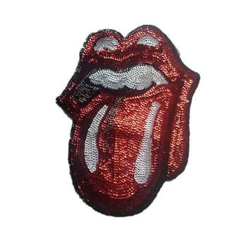 

20pcs Tongue Glitter Appliques Jumpsuit Decor Jean Jacket Patchwork Sequined Patches Embroidered Patch For Clothing Biker Badge