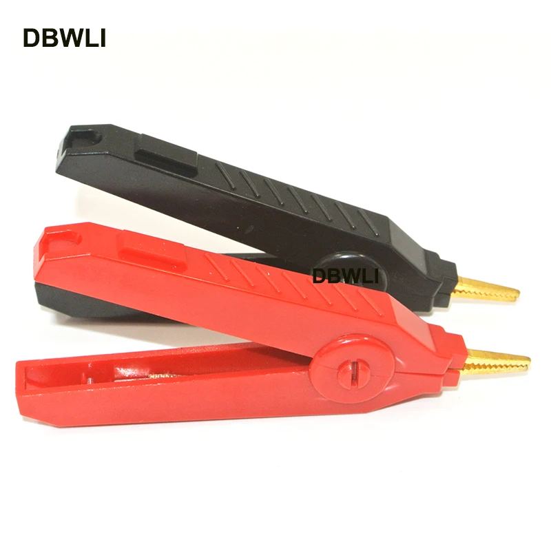 

2PCS/sets Alligator Clip 90mm Kelvin Copper Gold Plate Clip Grey+Black+Red