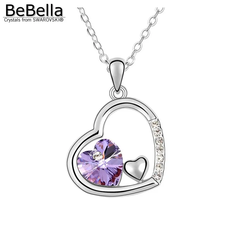 

BeBella heart in heart pendant necklace Made with Crystals from Swarovski for women fashion jewelry gift 2018