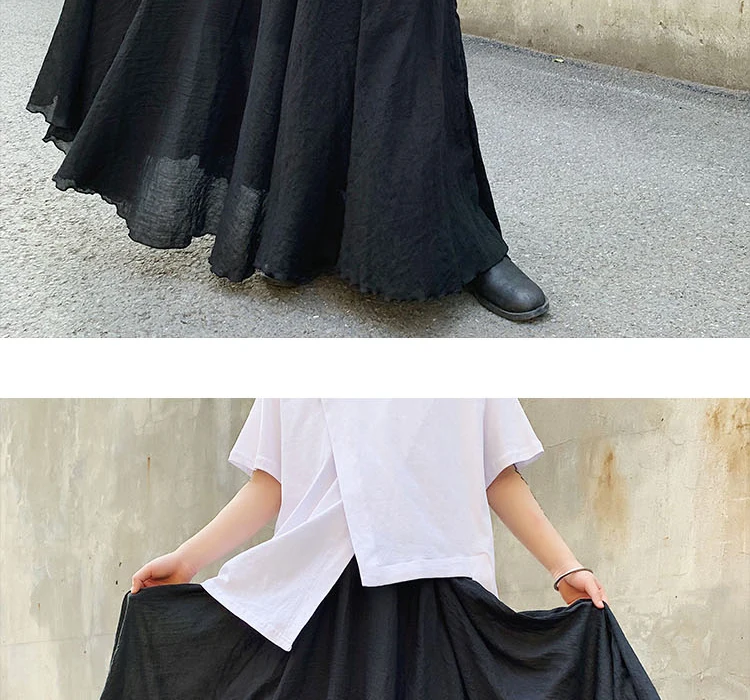 Одежда для влюбленных мужские японские темно-черные свободные длинные юбки брюки мужские уличные панковские готические шаровары
