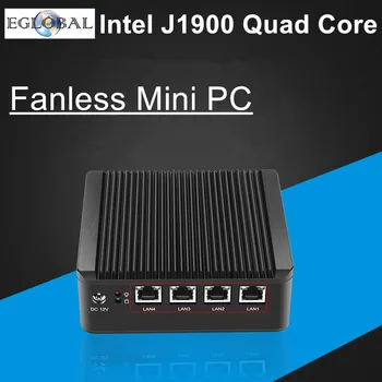 Eglobal Fanless Mini PC J1900 Quad Core 4*Intel WG82583 Gigabit Lan Firewall Multi-function Router Network Security Desktop