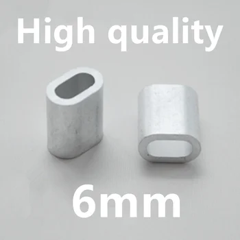 

50pcs M6 6mm Aluminum Buckle Furrules Crimping Sleeve Oval Clip Singlle-hole ellipse Wire Rope Clamp Rigging Hardware