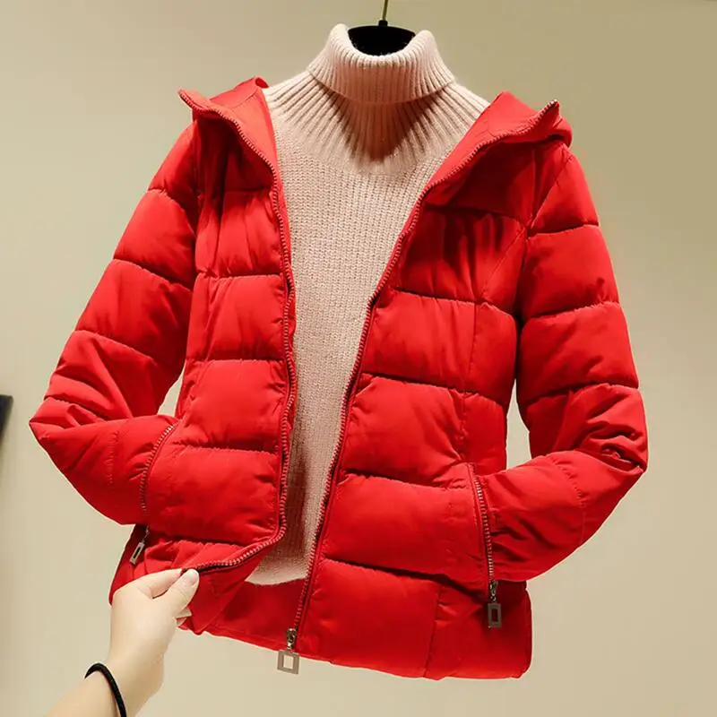 Winter Jacket Women Clothing Spring 2019 New Winter Coat Women Coats Short Slim Hooded Wadded Jacket Female Outerwear Black Red