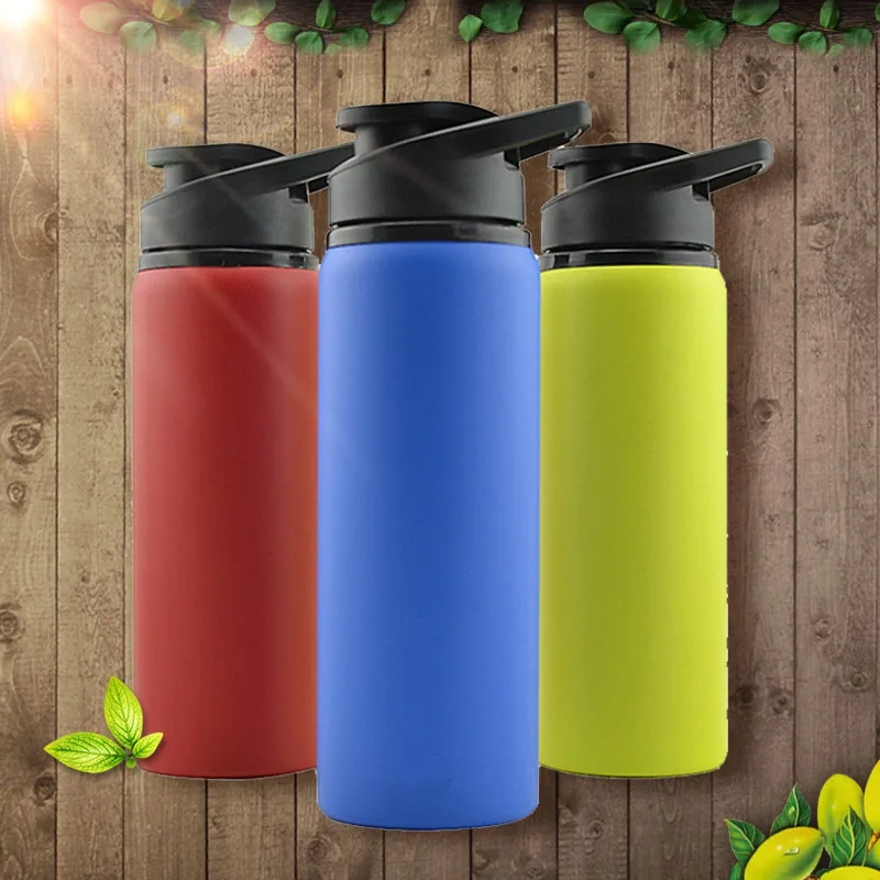 

750ML bpa-free 4 colors single wall stainless steel kettle with baking print portable my water bottle with flip LID