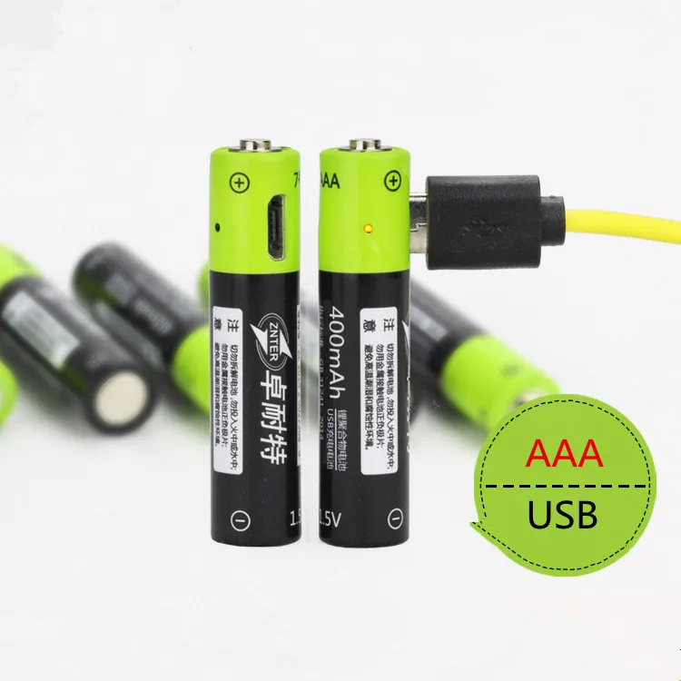 

Cncool 2pcs/lot 1.5V AAA 400mah li-polymer li-ion lithium rechargeable battery USB battery with USB charging line