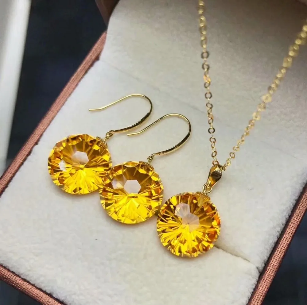 Citrine earrings and necklace set Outlet