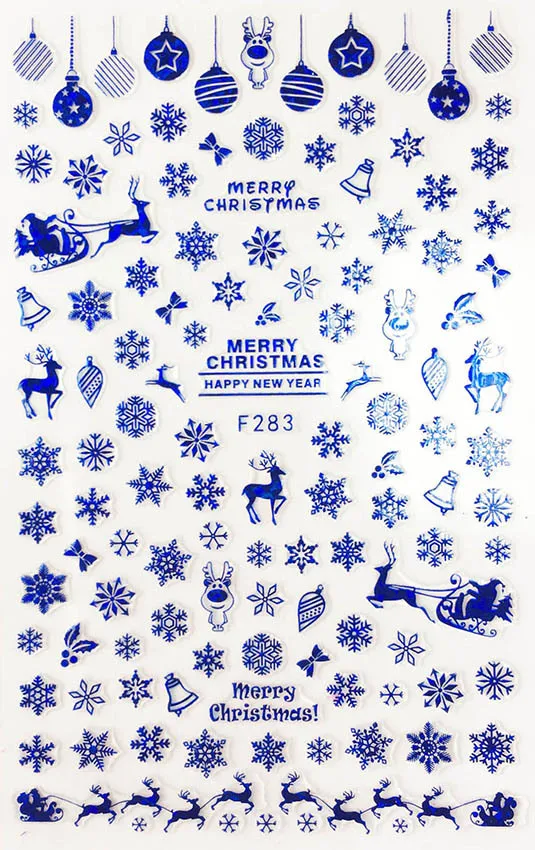 5sheet 8ype Japanese Ultrathin Laser Christmas snowflake Nail Stickers Designs Gummed 3D Art Decals Decoration | Красота и здоровье