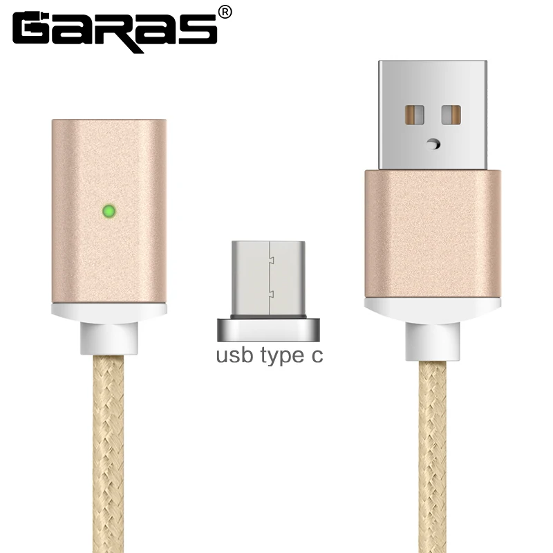 GARAS Магнитный кабель для iphone Micro Тип usb C 3in1 мобильного телефона Магнит кабель быстрой зарядки Магнитная Micro USB Кабель-адаптер - Цвет: gold type c