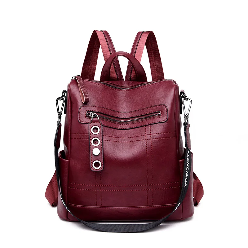 Vfemage дизайнерский женский рюкзак, кожаный женский рюкзак, школьные сумки для девочек-подростков, рюкзак для путешествий, ретро рюкзак - Цвет: Wine