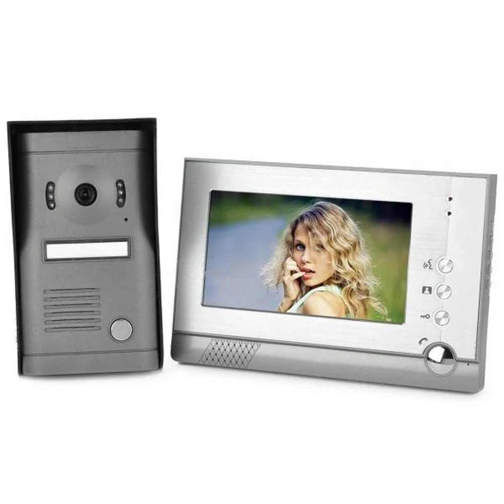 7 LCD Video Wired Door Phone Doorbell Intercom Kit 1 camera 1 monitor With Night Vision