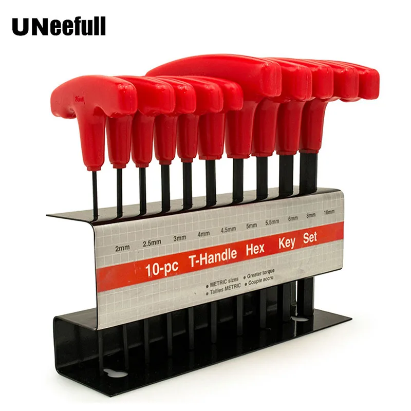 UNeefull 10pc Metric T Handle Hex Key Allen Wrench Tool Set,Allen