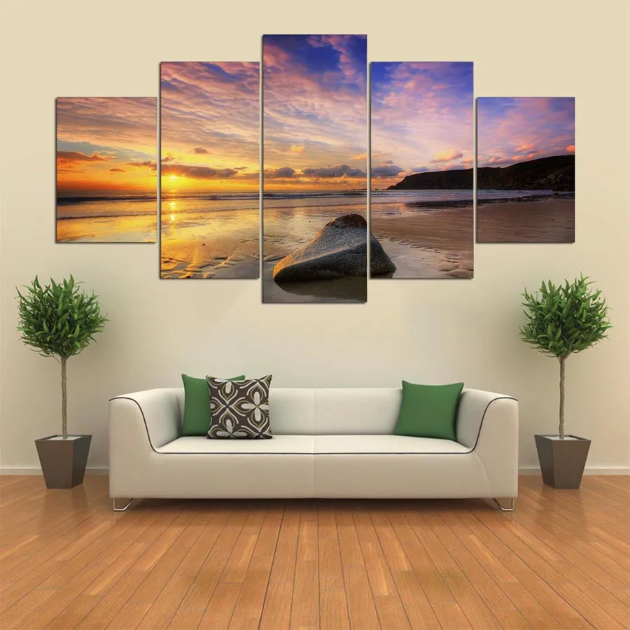

Print Painting For Living Room Home Decor Seaview Cuadros 5 Pieces Modular Pictures Poster Scenery Frame High Quality Canvas