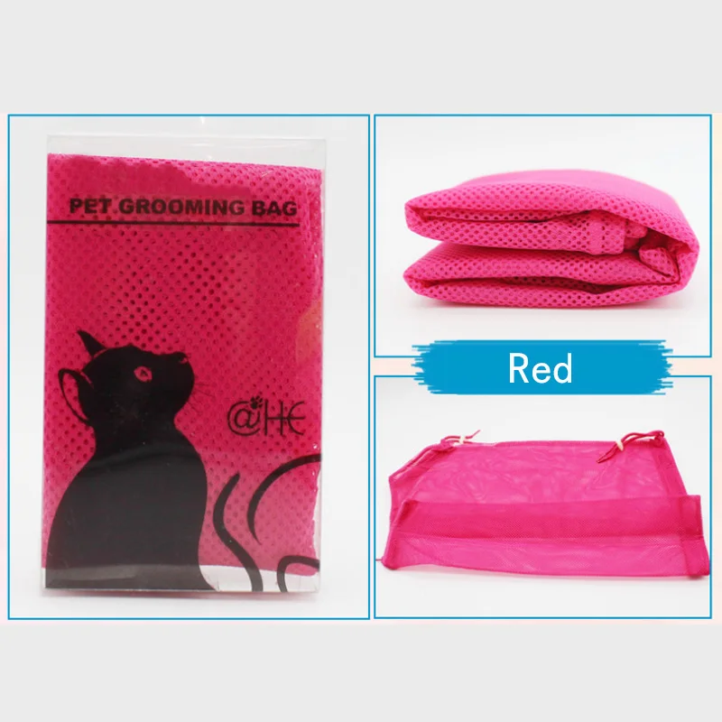 1 шт. уход стирка кошачьи мешки для купания Pet Duty Cut гвозди многофункциональная сумка удерживающие полиэфирные сетчатые мешки для ванной - Цвет: Rose Red