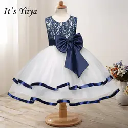 Это yiiya модное платье без рукавов для девочек в цветочек платья Элегантное кружевное большой бант Танк платье для девочек B017