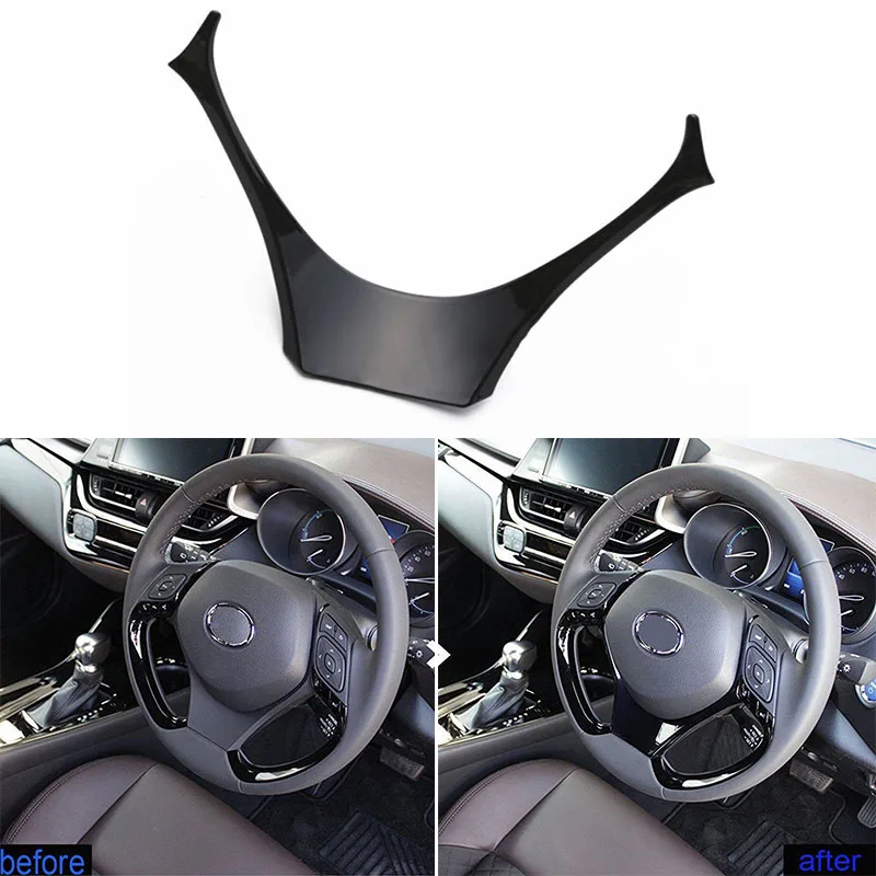 

Black ABS Car Interior Inner Steering Wheel Panel Garnish Cover Trim Frame Decoration For Toyota C-HR CHR 2017-2018