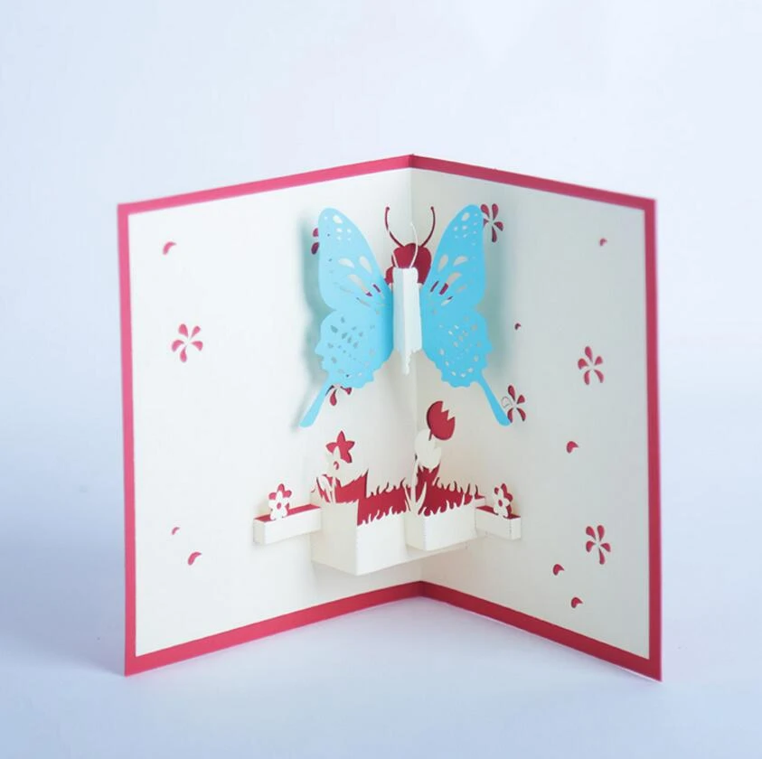 Carte D Invitation De Mariage Carte Postale D Anniversaire 10 Pieces Papillon Creatif 3d Dans Le Jardin Kirigami Origami Fait A La Main Aliexpress