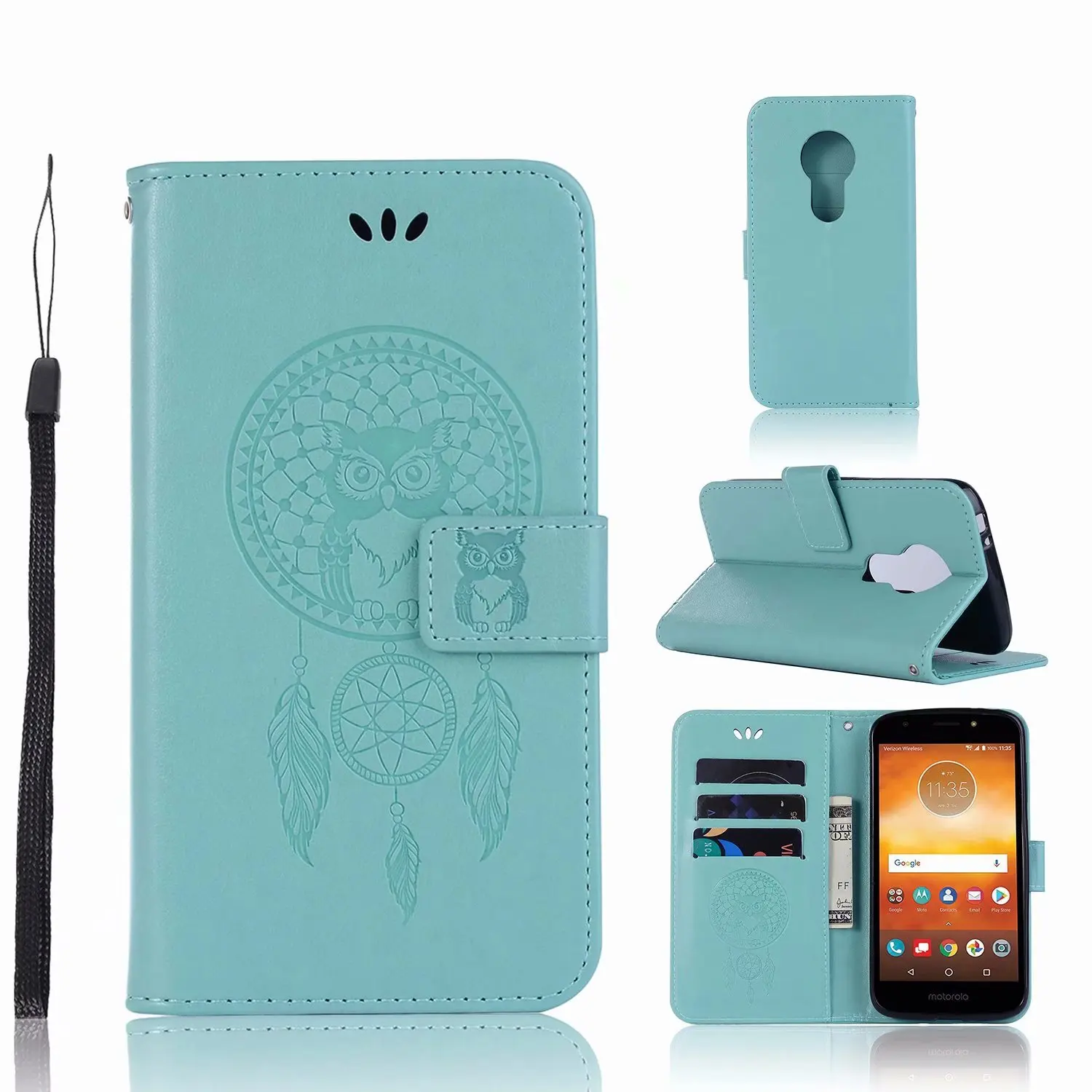 Для Motorola MOTO E5 играть идти ЕС случае картина сова печатных Wallet Coque тиснением