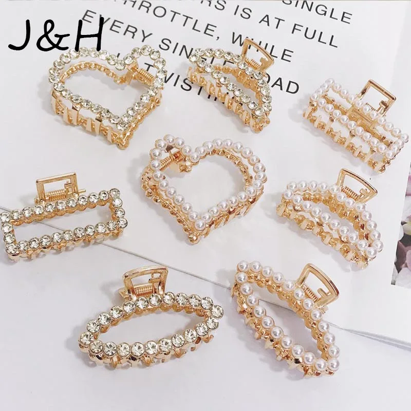 

New Fashion Pearl Hair Clip Snap Hair Barrette Stick Hairpin Hair Styling Luxury Rhinestone Hair Claw Crabs Clips Dropship