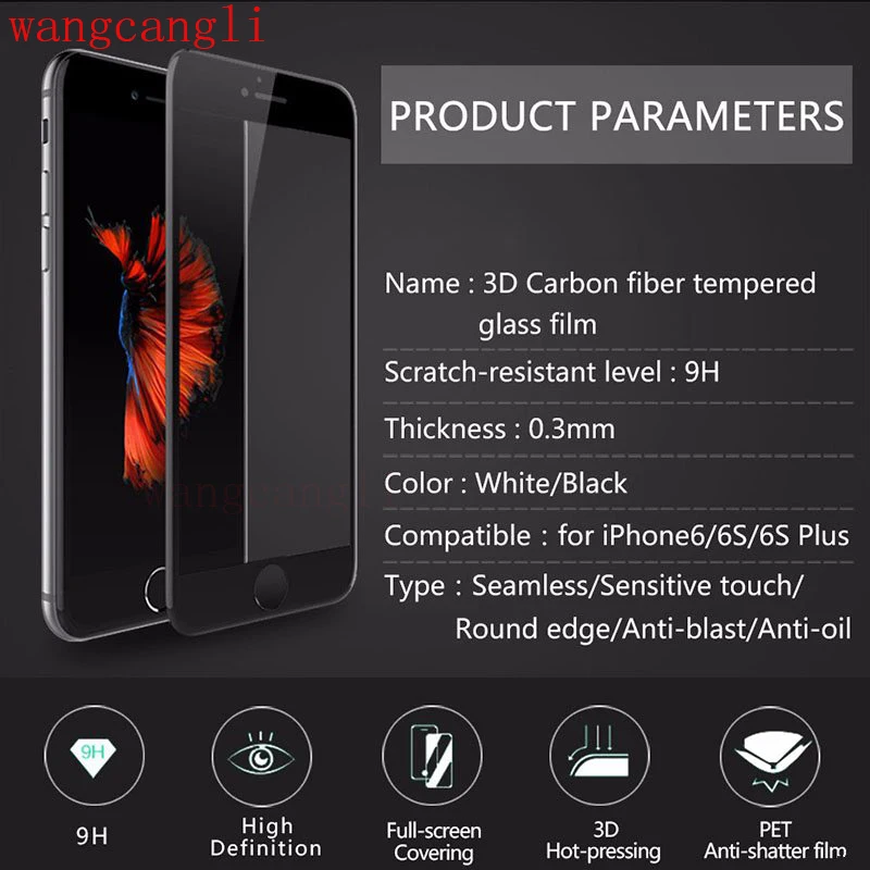 Wangcangli 3D для iphone 6s 7 Защитное стекло экрана 8 plus бронированное устойчивое к