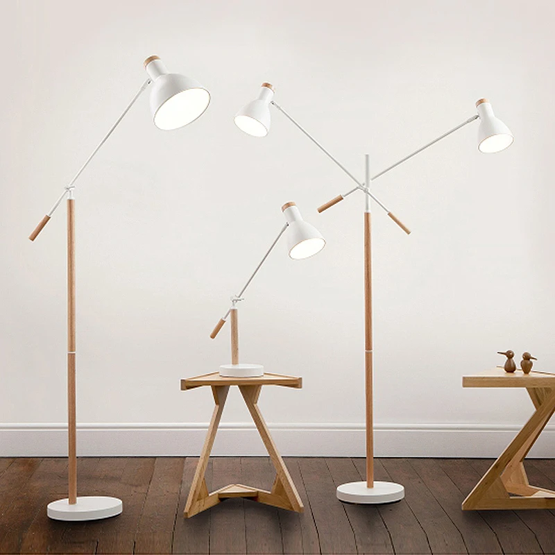 

The American minimalist living room lamp, iron wood floor lamp