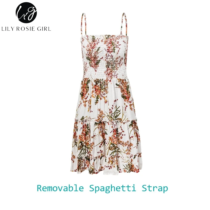 Lily Rosie/пляжное платье без бретелек в стиле бохо для девочек короткое с оборками и