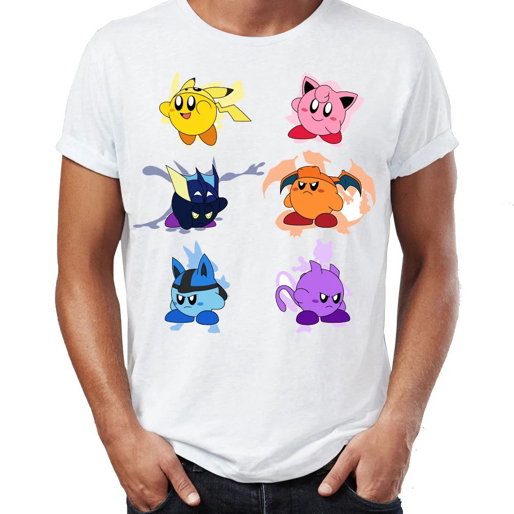 

Men's T Shirt Kirby Pokemon Pikachu Charizard Funny Awesome Artwork Printed Tee