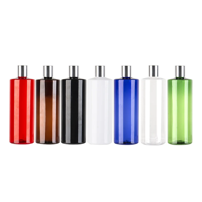 

15 X 500ml Shampoo Bottle Shiny Silver Screw Cap Cosmetic Container Personal Skin Care Plastic Bottles Big Size Oil Bottle