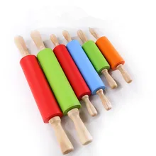 Антипригарная силиконовая Скалка с деревянной ручкой тесто для выпечки муки посуда для выпечки Кухонные Кондитерские доски Скалка Инструмент