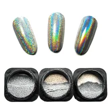 Радужные зеркальные Блестки для ногтей, блестящие голографические ногти, пылезащитная Лазерная Голография, пигментные серебряные украшения 4SSF3013