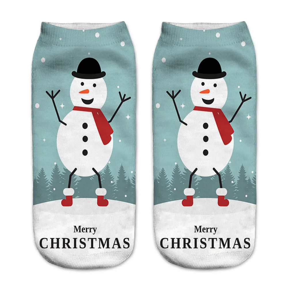 Новинка, милые рождественские Женские носки унисекс с 3D принтом, короткие спортивные носки, носки для йоги с изображением Санта Клауса, смешанные хлопковые носки#45