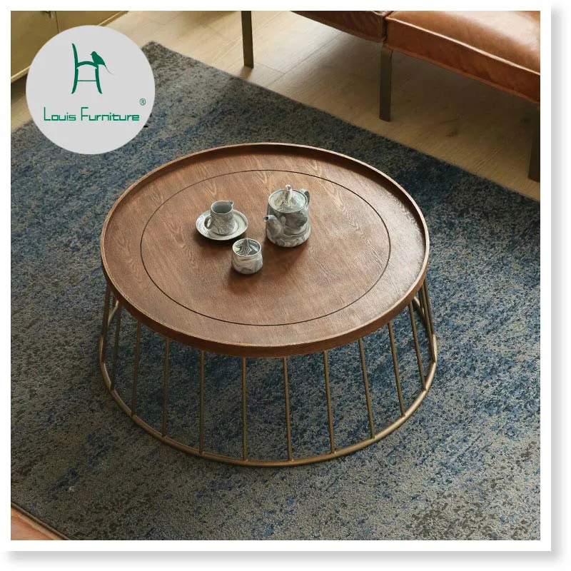 Us 999 0 Louis Fashion Modern Simple American Retro Solid Wood Tea Table Circular Living Room Creative Edge A Few Nordic Style Dining In Coffee