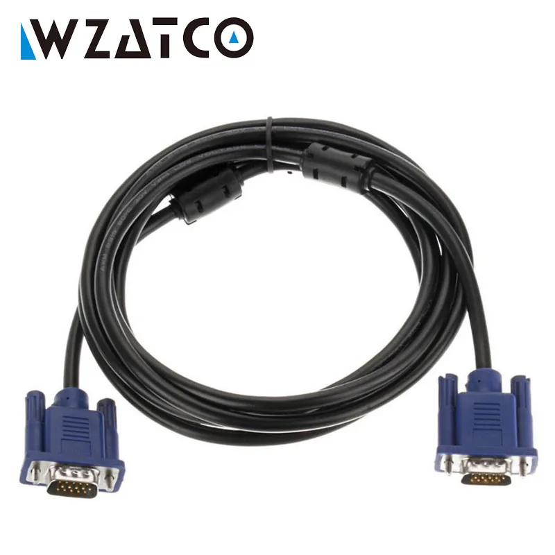 

WZATCO VGA line Male To Male M/M 3m 10ft 15Pins Cable SVGA HDMI Vga To HD Transfer Wire Video HDTV Converter Adapter Aux Cable