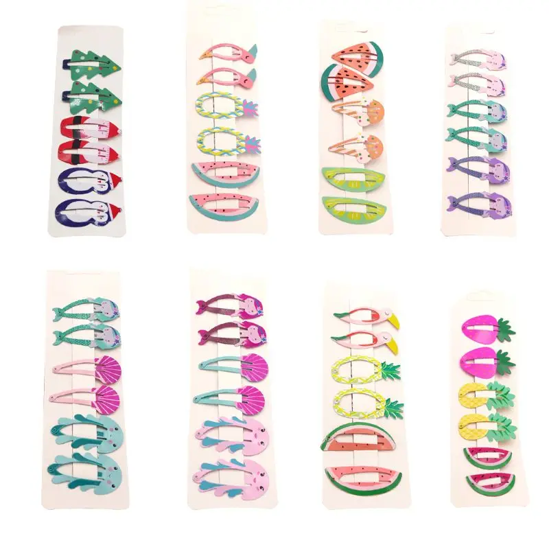 

6 Pcs Girls Cartoon Christmas Barrettes Cute Hairpin Clip Kids Children Hair Styling Daily Use Party Supply Gift