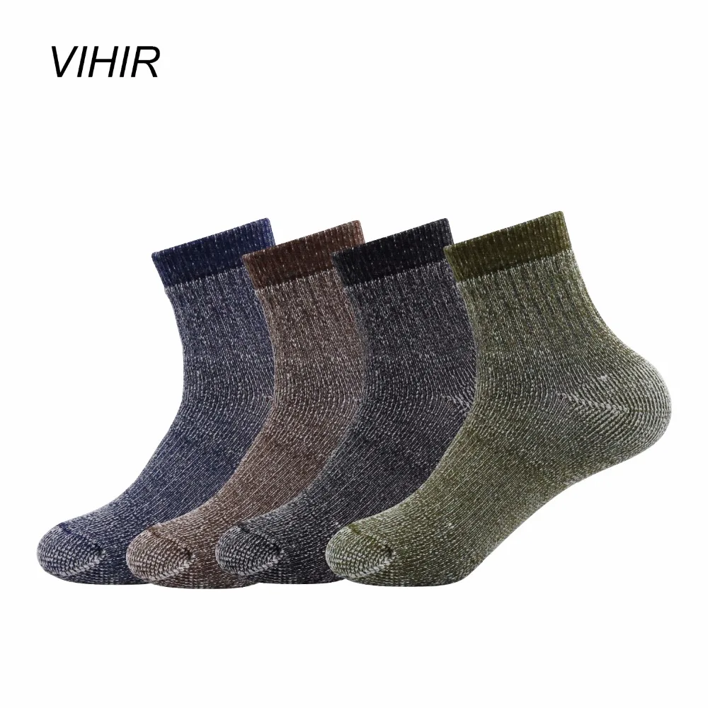 Vihir 혼합 색상 메리노 울 겨울 발목 야외 스포츠 양말, 스키 하이킹 사이클링 캠핑 양말