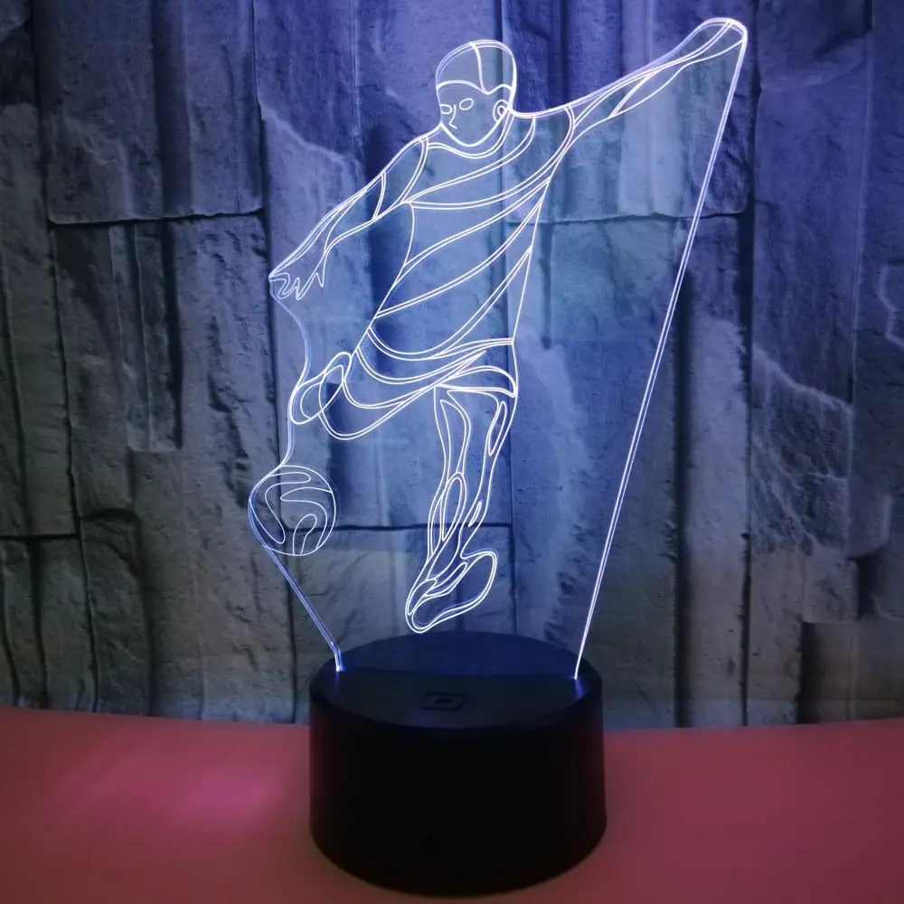 3D Светодиодная настольная лампа для игры в футбол модель сенсорная кнопка Usb настольная лампа домашний декор футбольный плеер Ночник