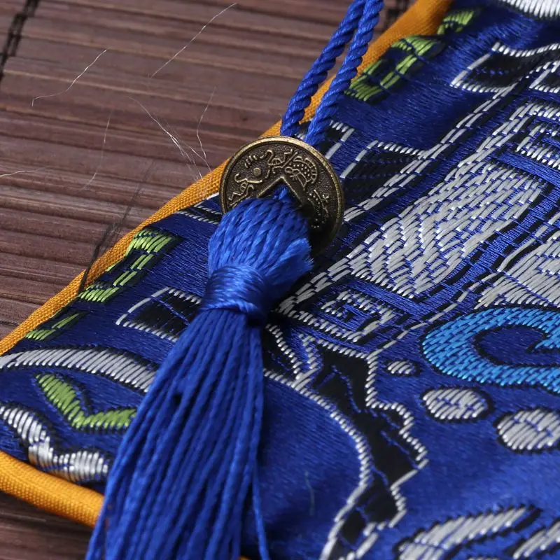 Мини классическая китайская сумка-Органайзер для ювелирных изделий с вышивкой, традиционная сумка с шелковой кисточкой, переносные сумки, 7 цветов