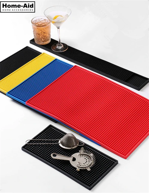 

3 Size & 4 Colors Rectangle Rubber Beer Bar Service Spill Mat For Table Black Water Proof Pvc Mat Kitchen Glass Coaster Placemat